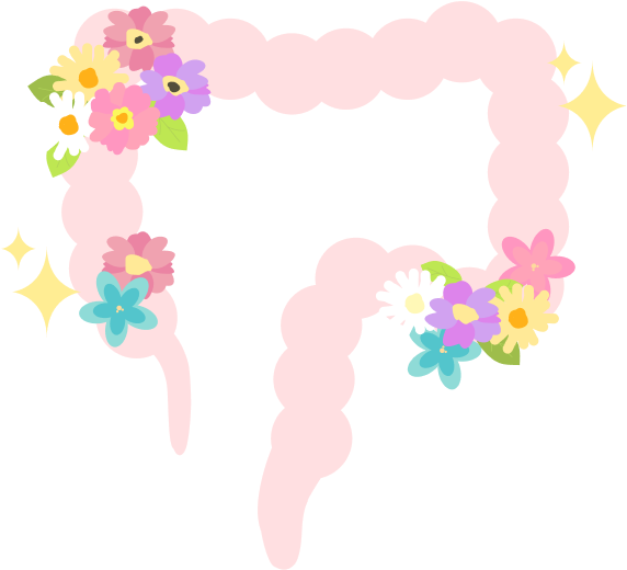 イラスト：大腸に花が咲いている